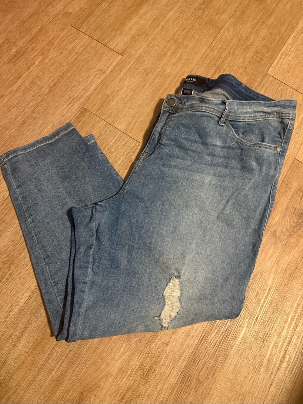Torrid Light Blue Skinny Jeans with slight Distress